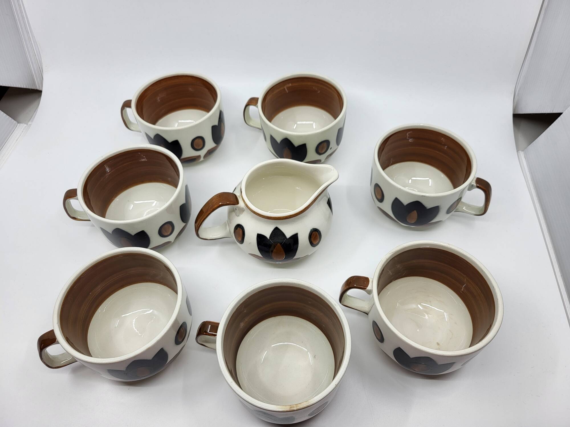 Boch la Louvière tea set, Kimono series, earthenware, Belgium 1970