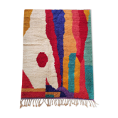 Moroccan Berber boujaad ecru carpet with colorful patterns 289x189cm