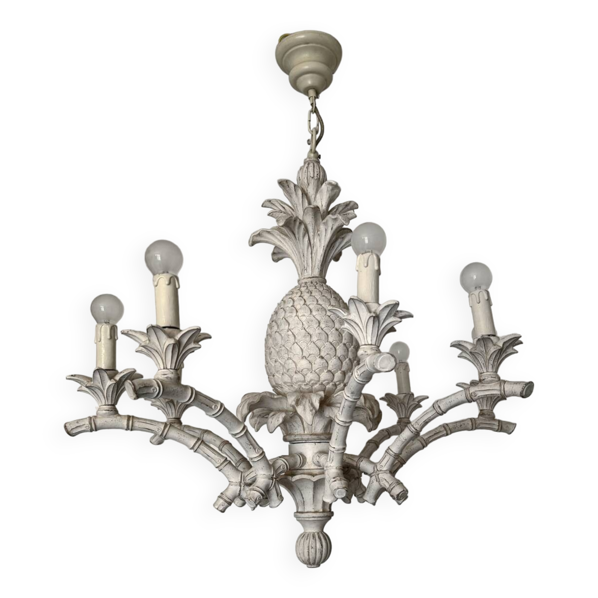 Large Hollywood Regency pineapple chandelier, 1980s