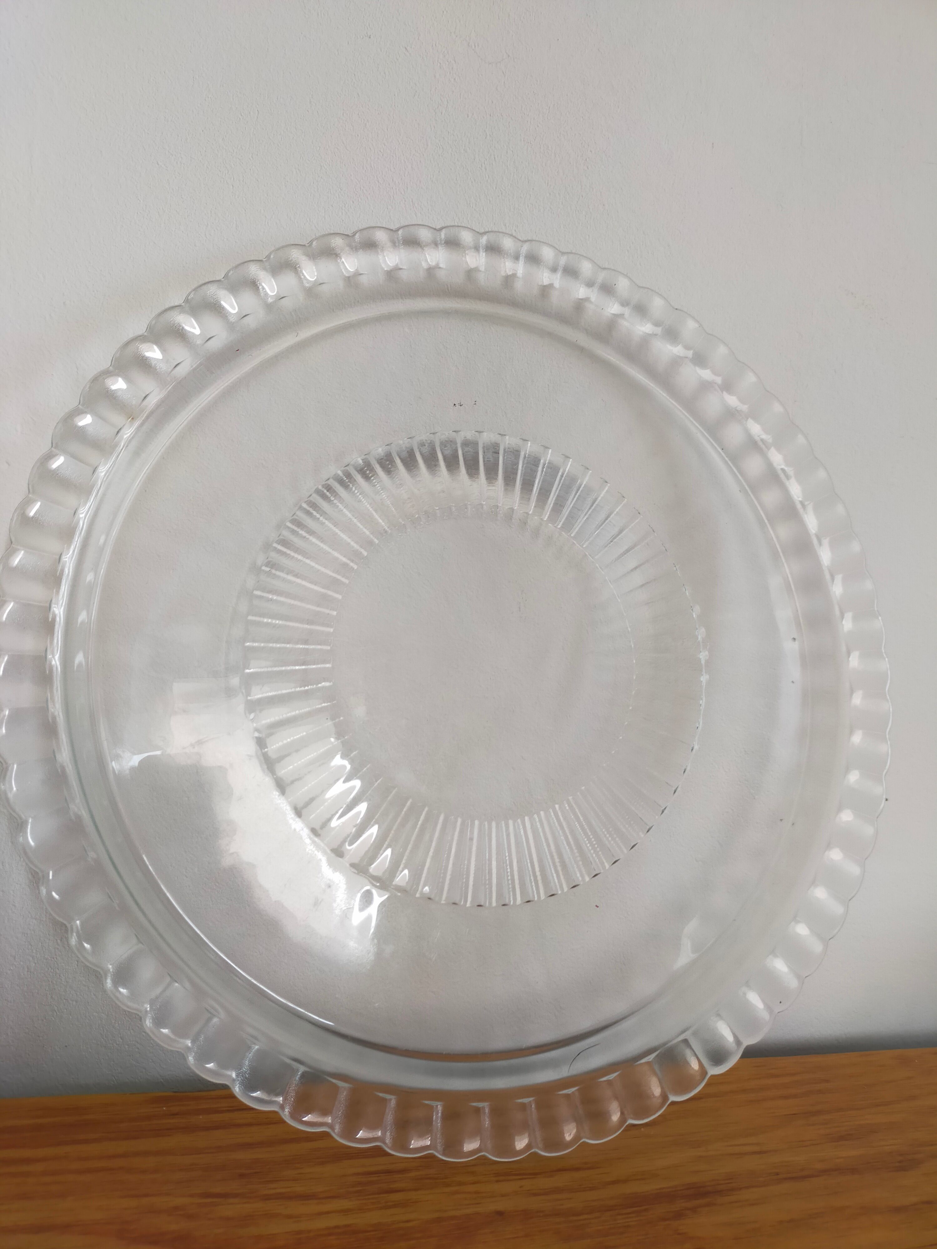 Glass cheese bell with vintage plate