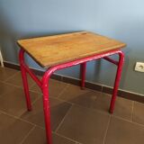 School desk in oak and red metal 1960