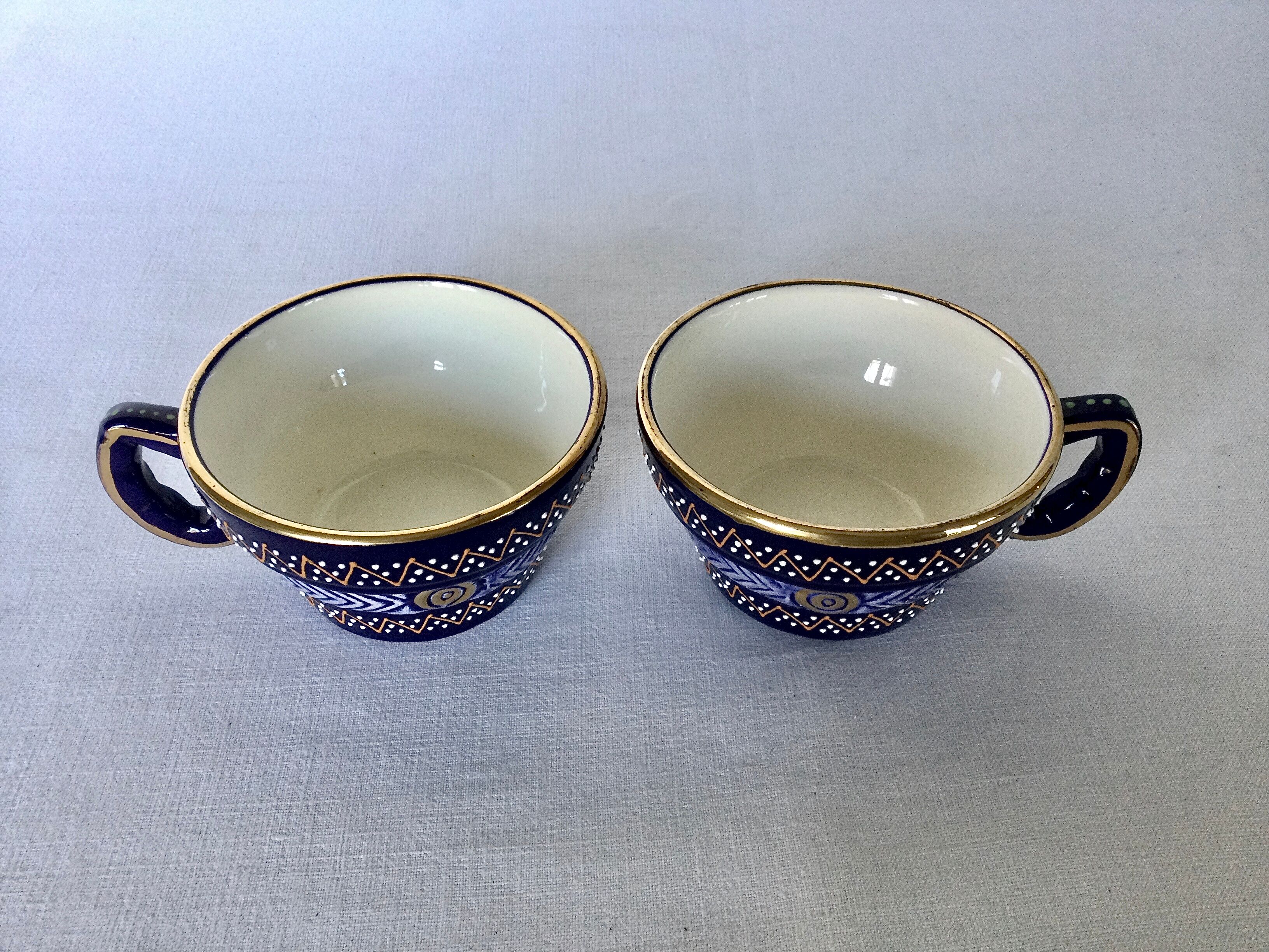 HB Quimper earthenware lunch pair