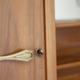 Superb asymmetrical wardrobe in solid walnut, forming a dressing table