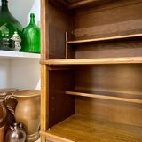 Dark wood display case 4 compartments and 1 drawer