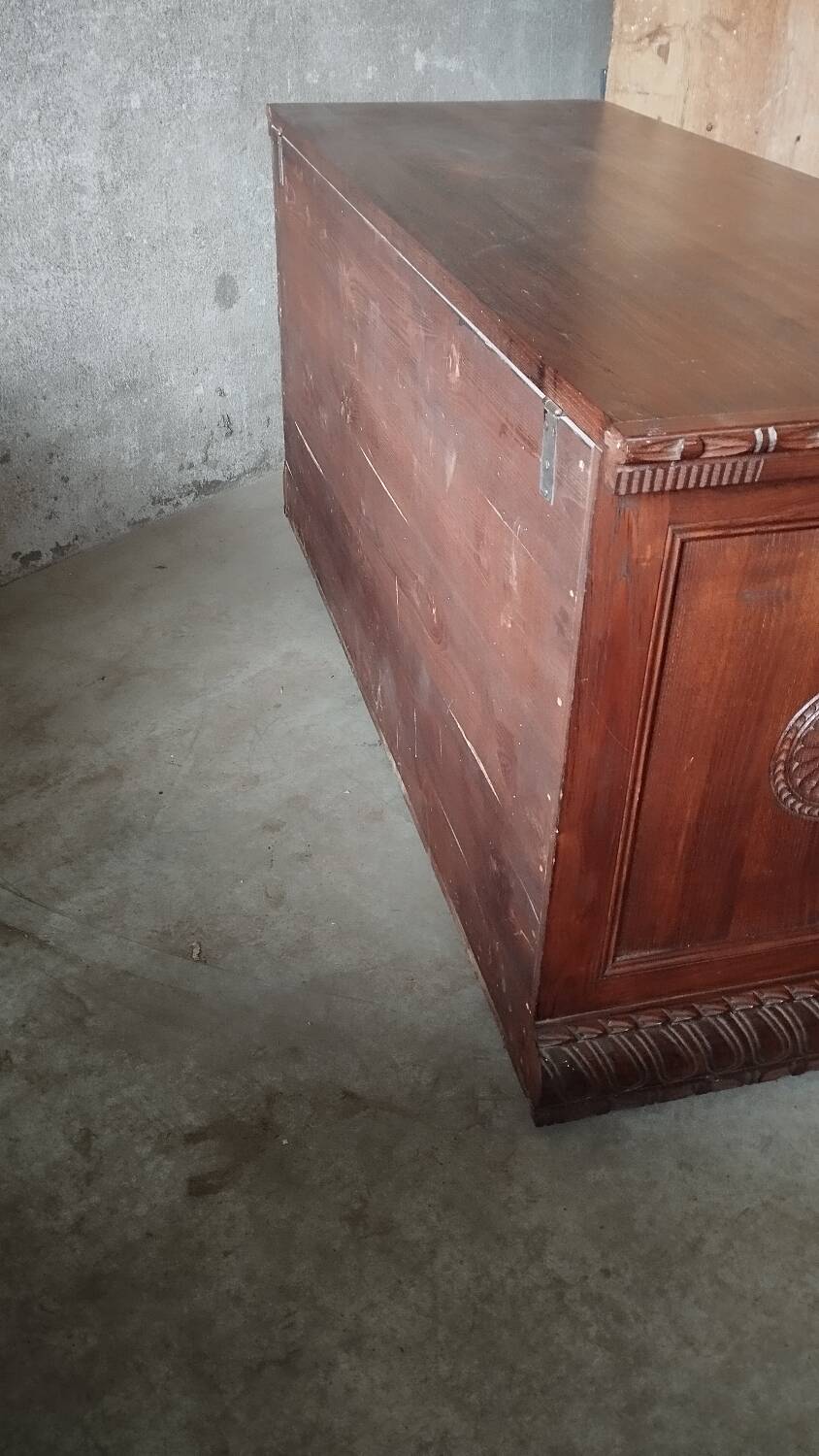 Carved wooden chest