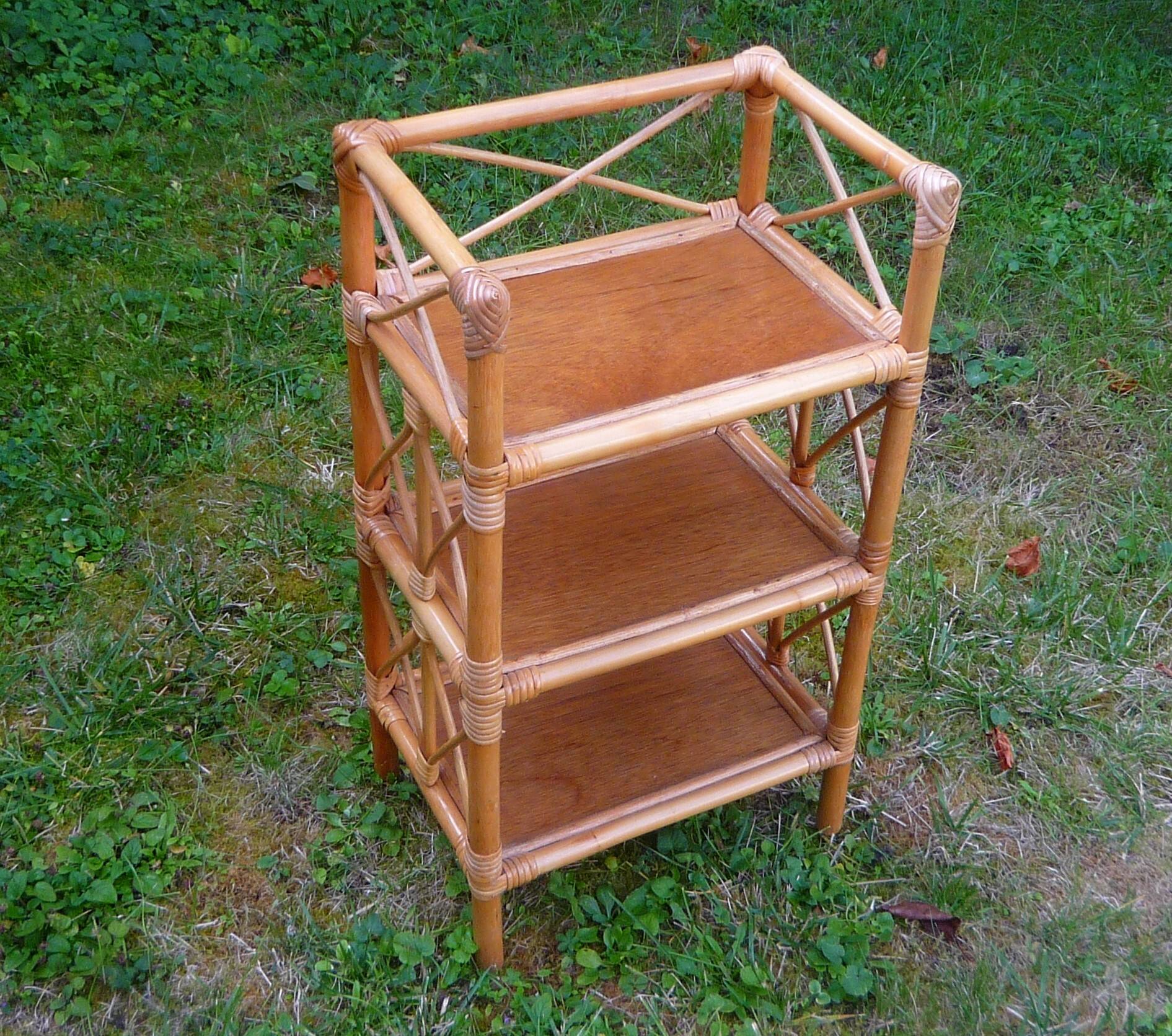 Small rattan shelf, 3 shelves, vintage
