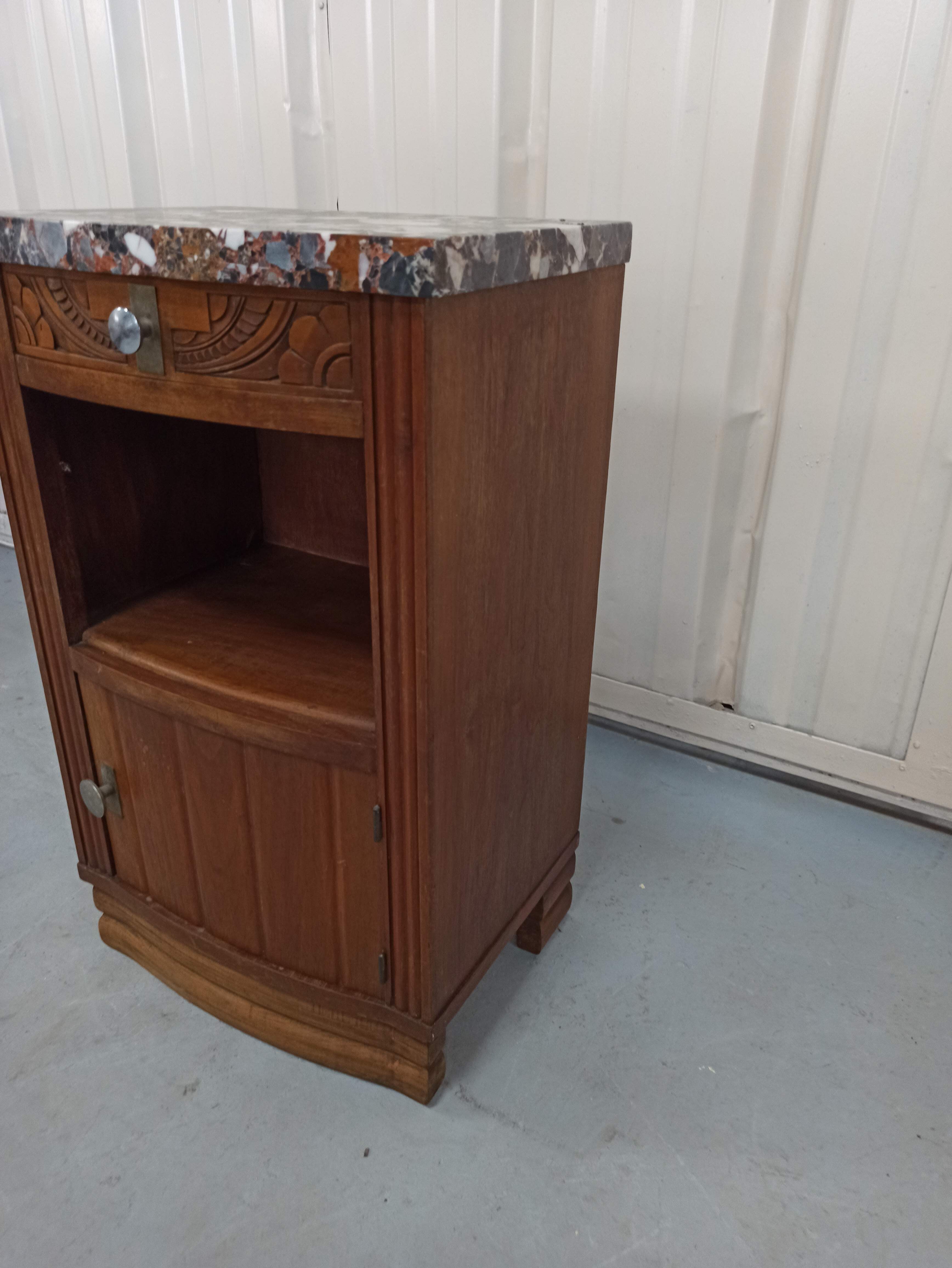 Bedside table art deco top marble