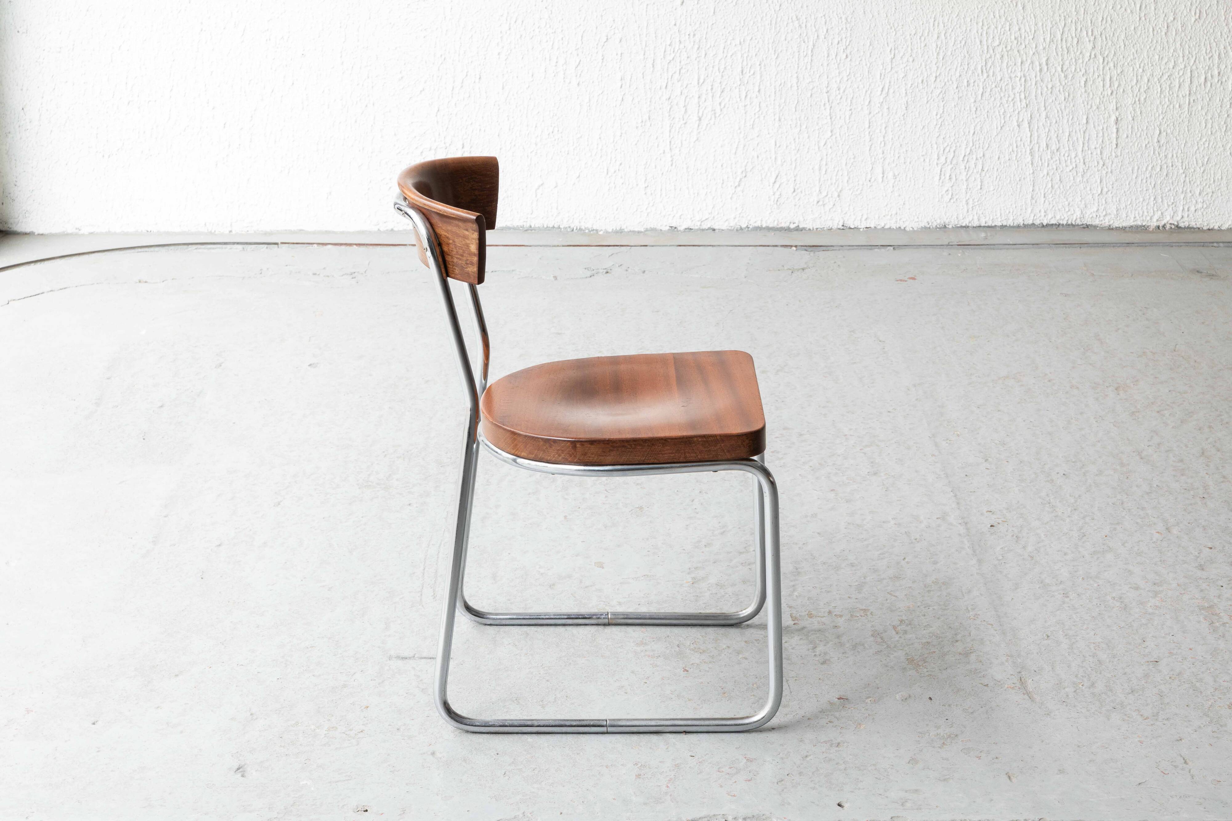 Set of 4 'B257' dining chairs by Emile Guillot, 1920s