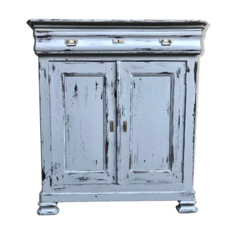 Old parisian style sideboard storage cabinet gray patinated wood art deco