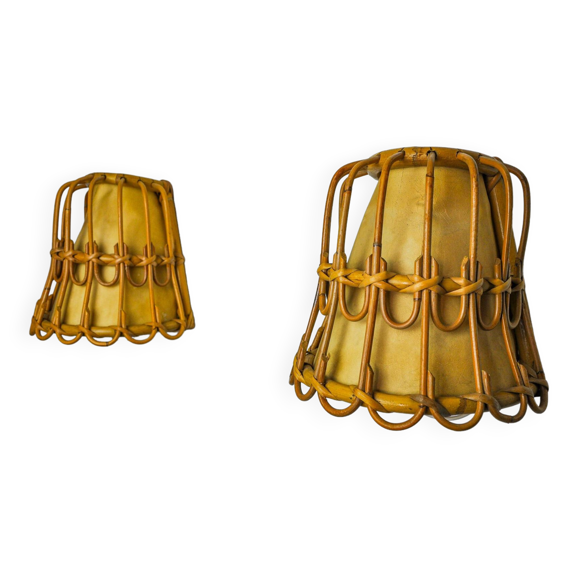 Pair of rattan wall lights, France, 1960