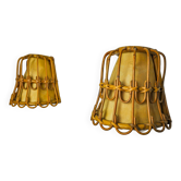 Pair of rattan wall lights, France, 1960