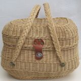 Panier en rotin à couvercle et 2 anses