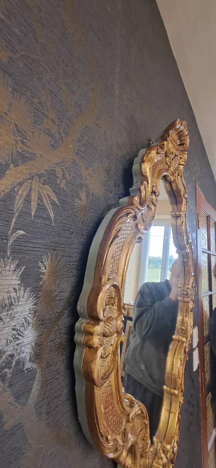 Miroir XX bois sculpté 95 x 67