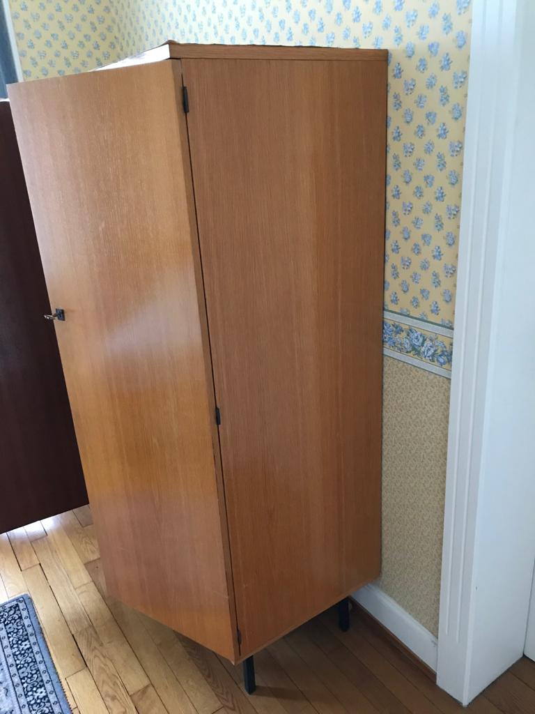 Vintage wardrobe veneer blond oak varnished