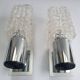 Pair of vintage chrome wall lights with square globes, Italian Targetti 1970.