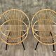 Pair of rattan and metal shell chairs, 1960