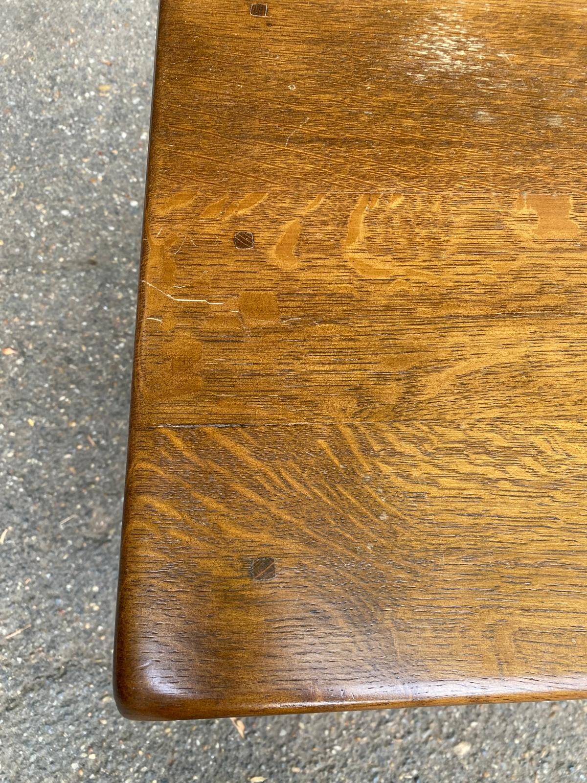 Tabouret table de chevet espagnole en chêne massif années 50