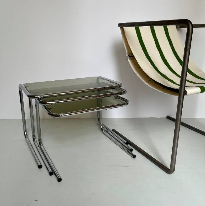 Chaise designer Avrandinis coton et acier tubulaire