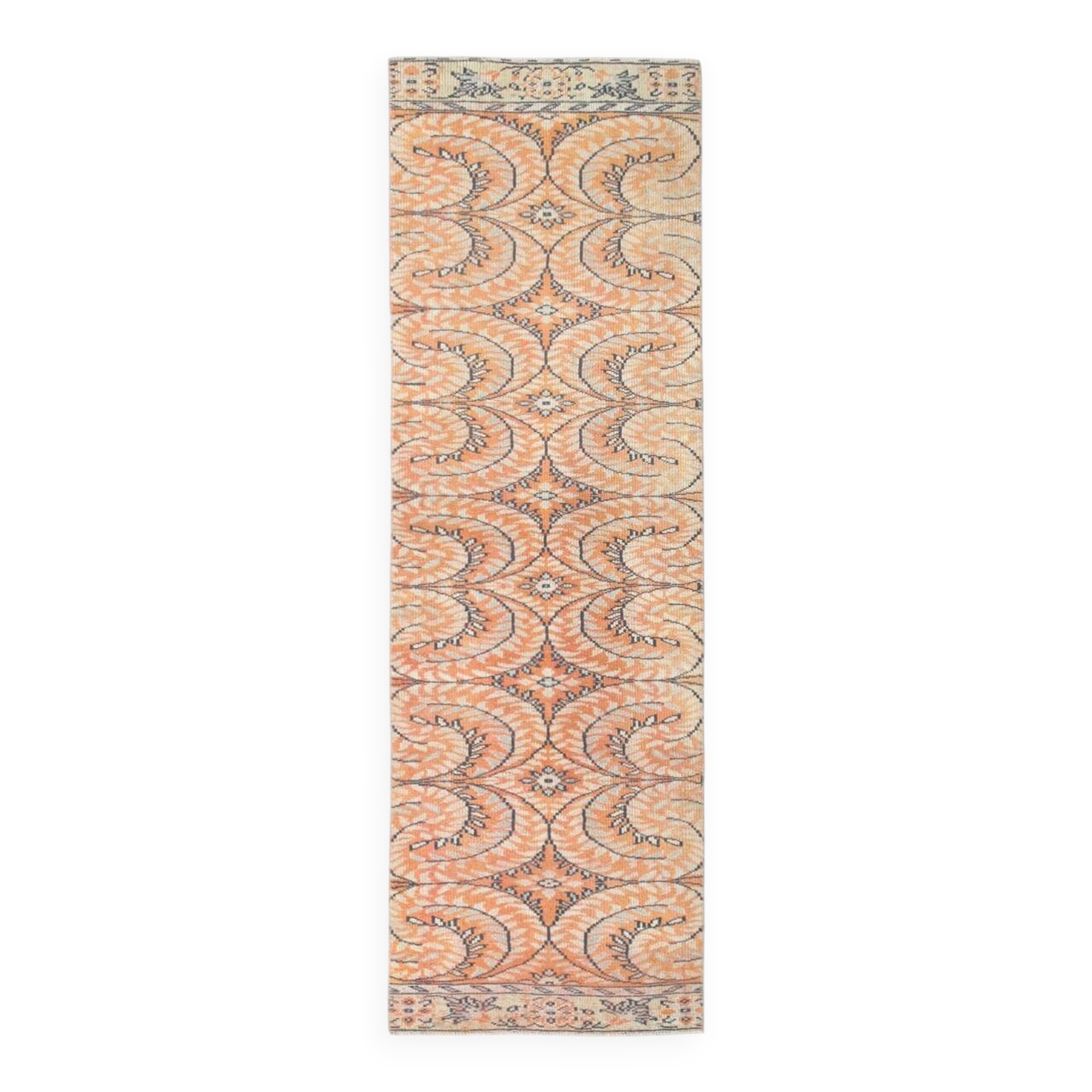 Brunt Orange Scandi Style Vintage Persian Runner Rug, 90x284 Cm