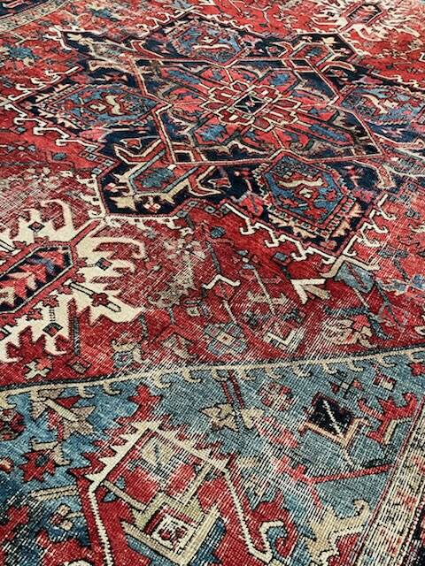 Ancient Heriz Carpet – Cobalt Blue & Indigo – 330 x 218 cm