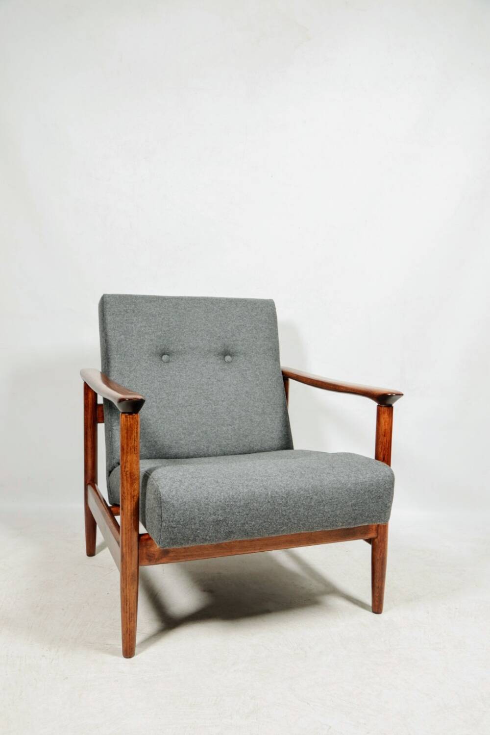 Scandinavian armchair in teak and gray fabric by E.Homa, 1960
