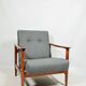 Scandinavian armchair in teak and gray fabric by E.Homa, 1960