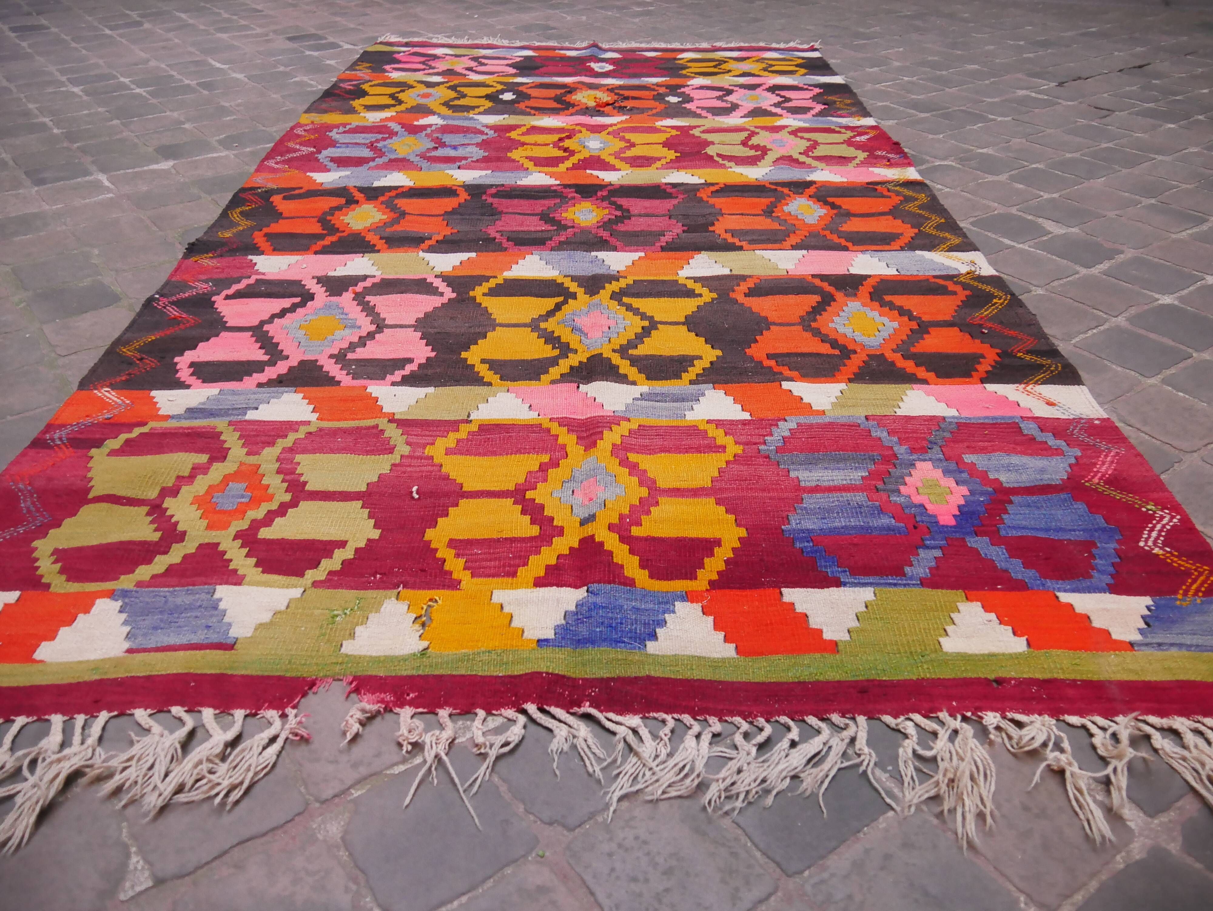 Old Oriental carpet kilim Anatolia 300 x 155 cm