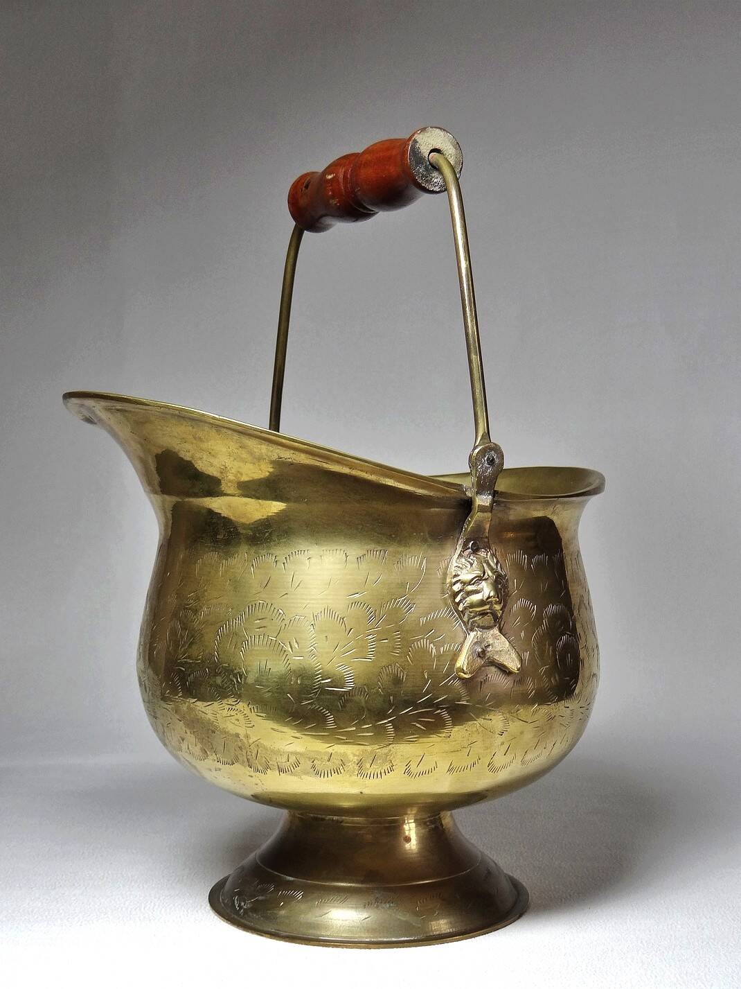 Vintage Ornate Brass Coal Bucket