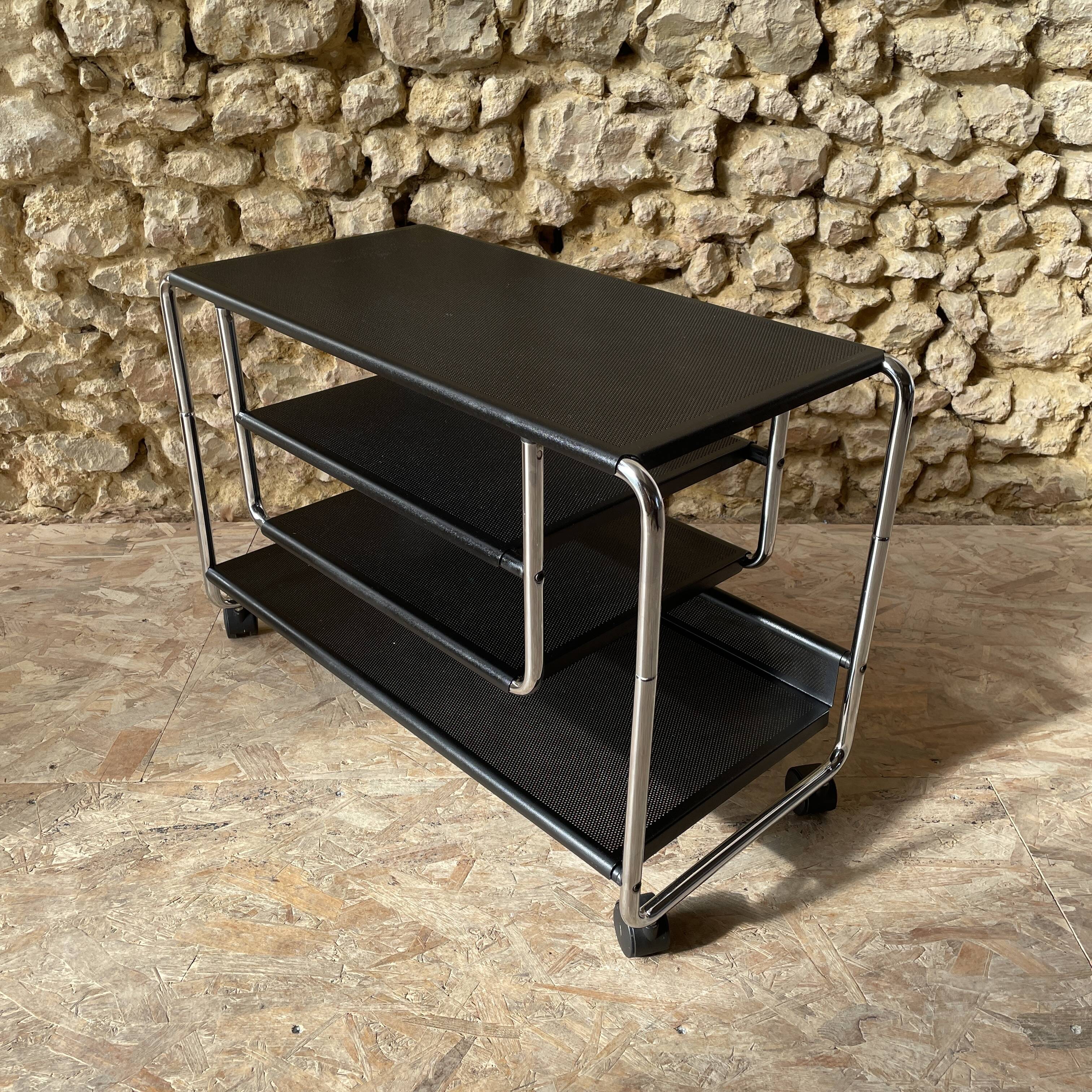 Occasional furniture / hi-fi furniture on chrome metal wheels – Habitat