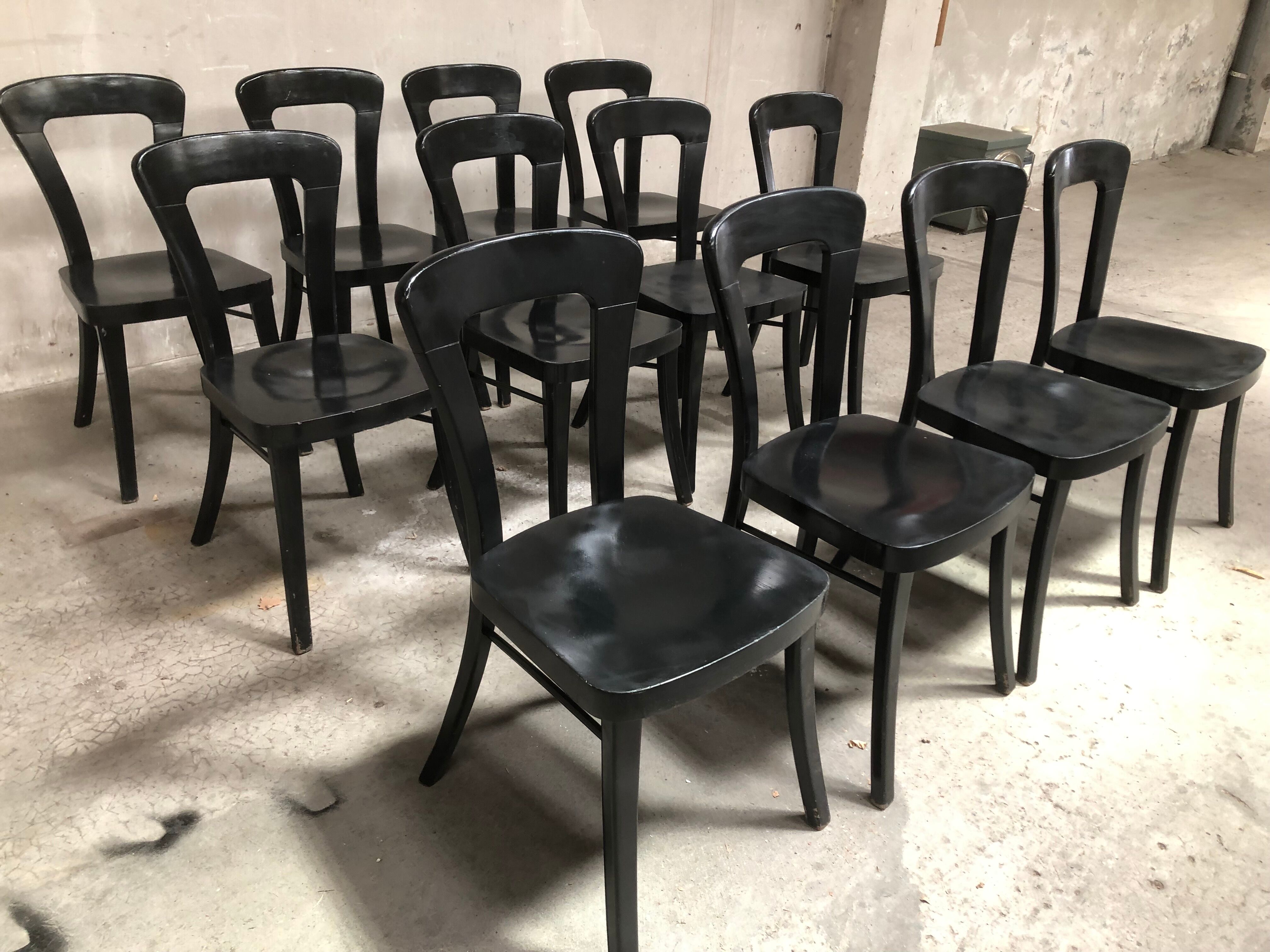 Series 12 black bistro chairs of the 70s