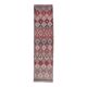 Vintage pink diamond Turkish hand-knotted runner rug 96x345