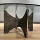 Brutalist coffee table in aluminium and glass