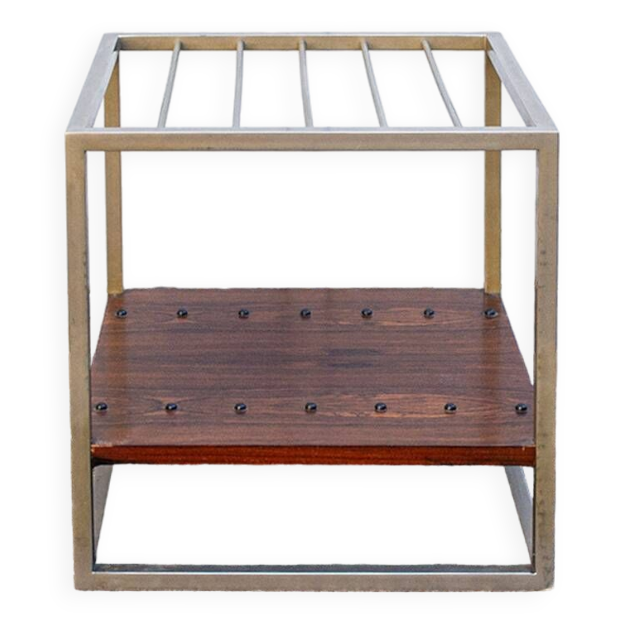 Porta riviste metallo cromato e legno Italia Anni '60