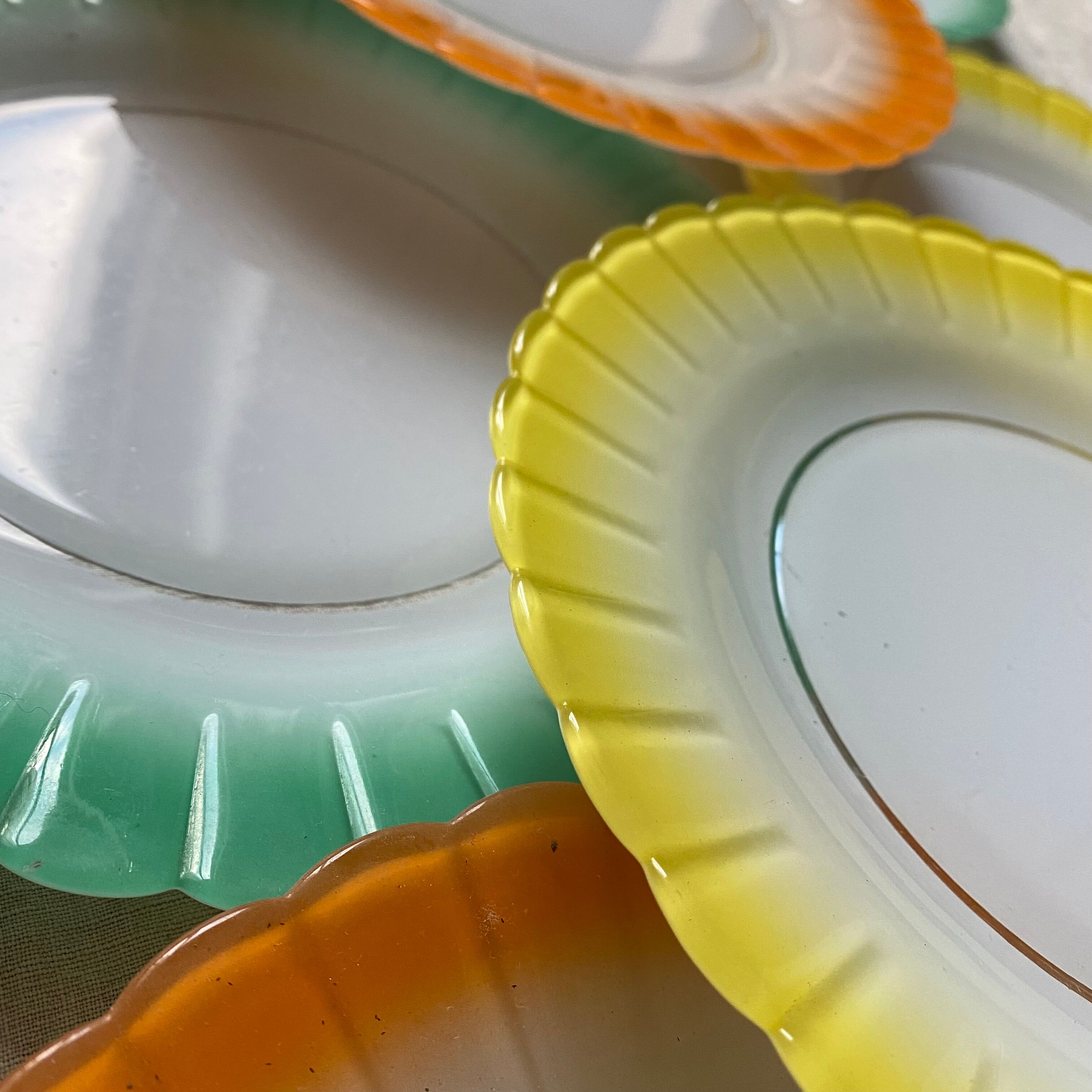 Colorful vintage Duralex plates