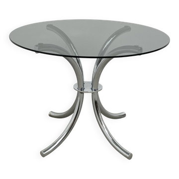 Table basse chrome / verre teinté
