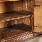 Antique walnut sideboard with shelf, Italy, 17th century