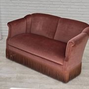 1960s, Danish 2-seater sofa, original pink furniture velour.