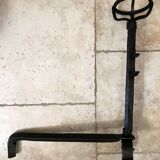 Pair of 18th century wrought iron andirons, log-carrying andirons
