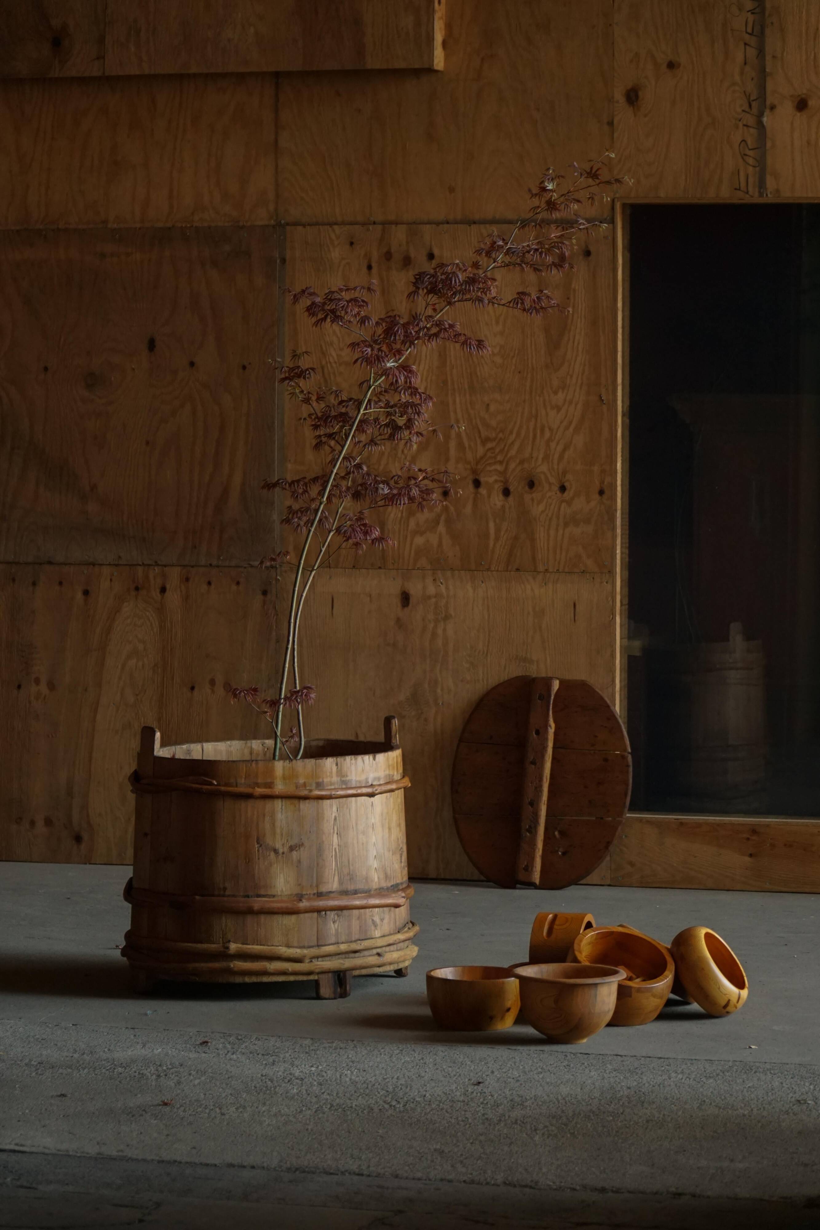 Decorative planter / wooden storage vase Scandinavian, Wabi Sabi, 1950s
