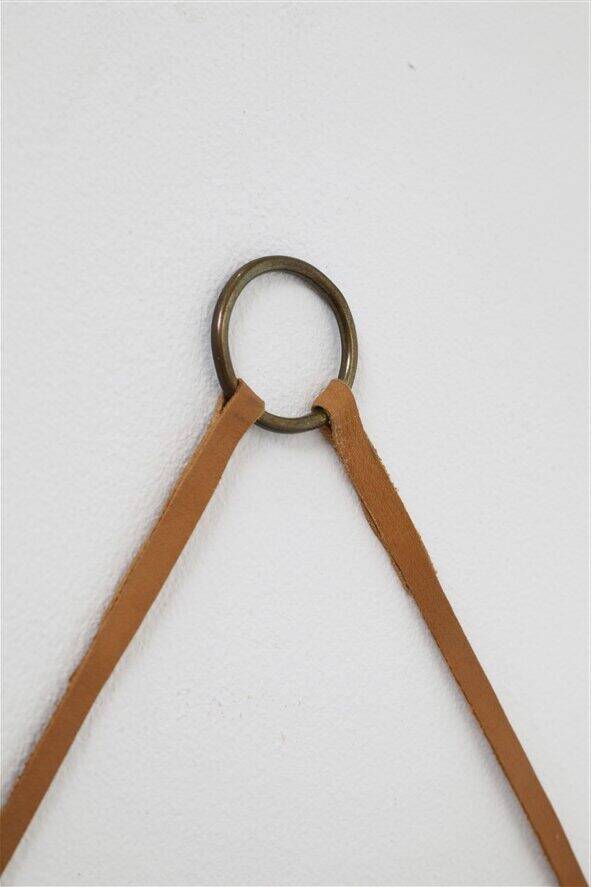 Rare round "#103" wall mirror / teak, leather, brass / by Glas Mäster, Markaryd, Sweden / 1960s / 1970s / Mid-Century Modern Design