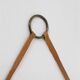 Rare round "#103" wall mirror / teak, leather, brass / by Glas Mäster, Markaryd, Sweden / 1960s / 1970s / Mid-Century Modern Design