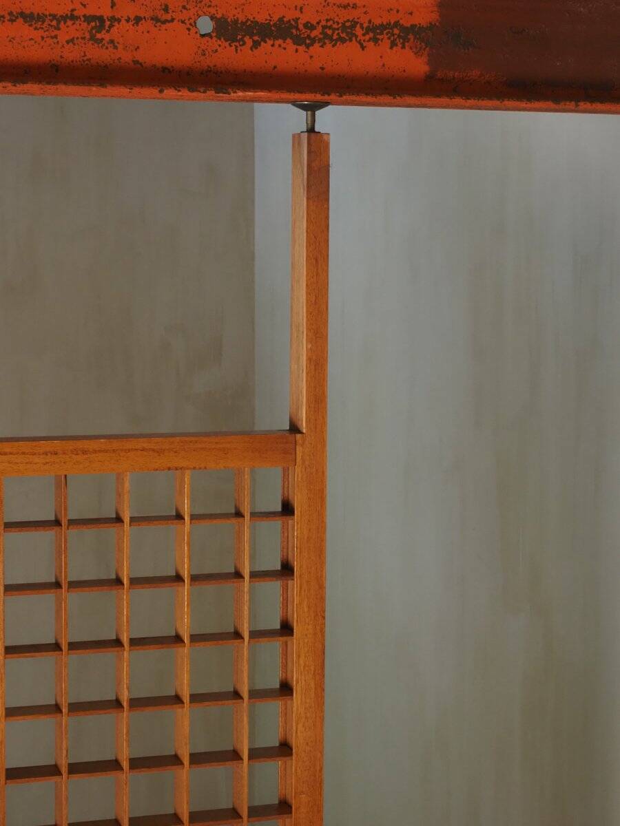 Wooden room divider with lattice design, 1960s