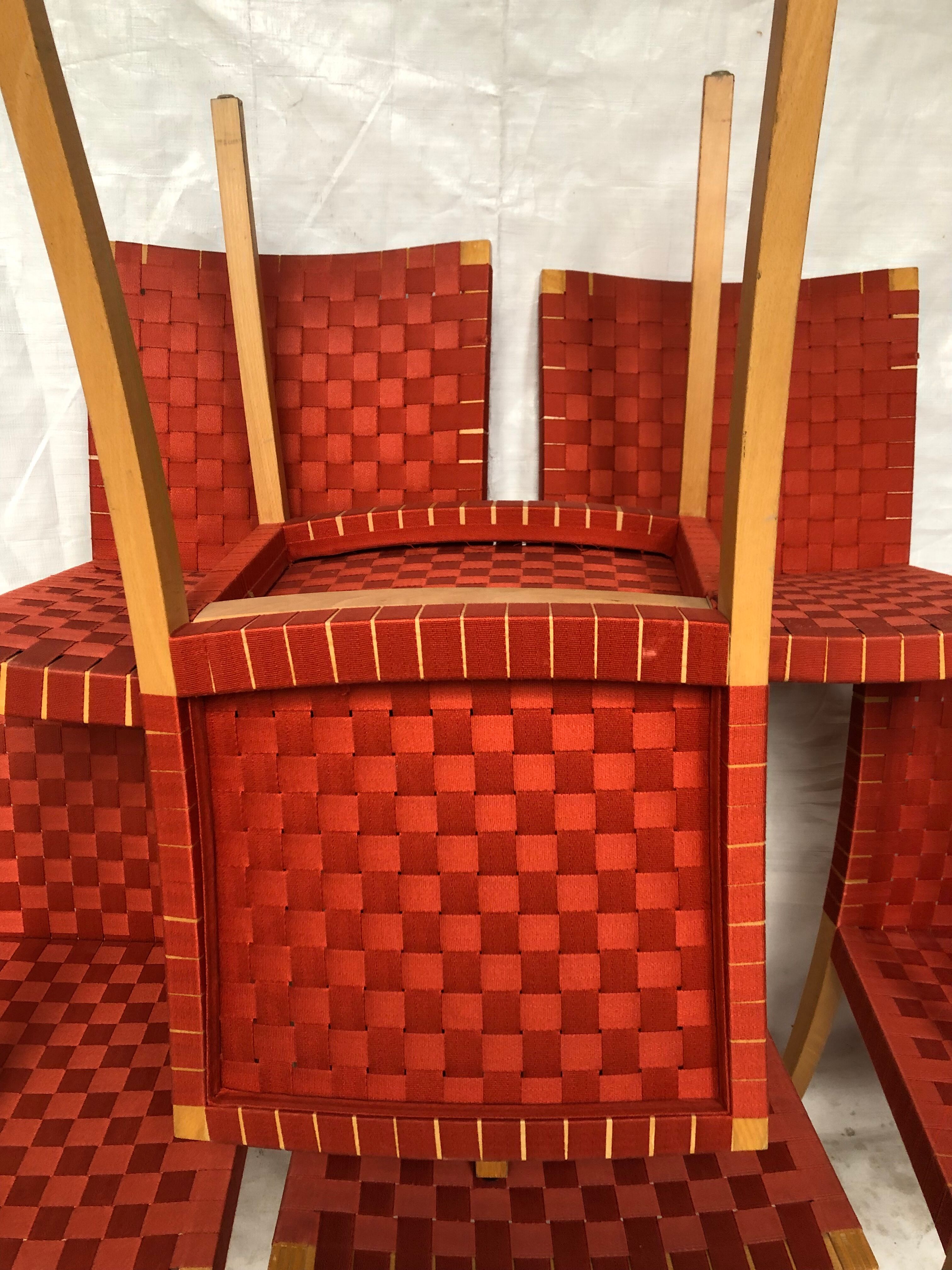 Peter Maly's 737 red chairs for vintage Thonet