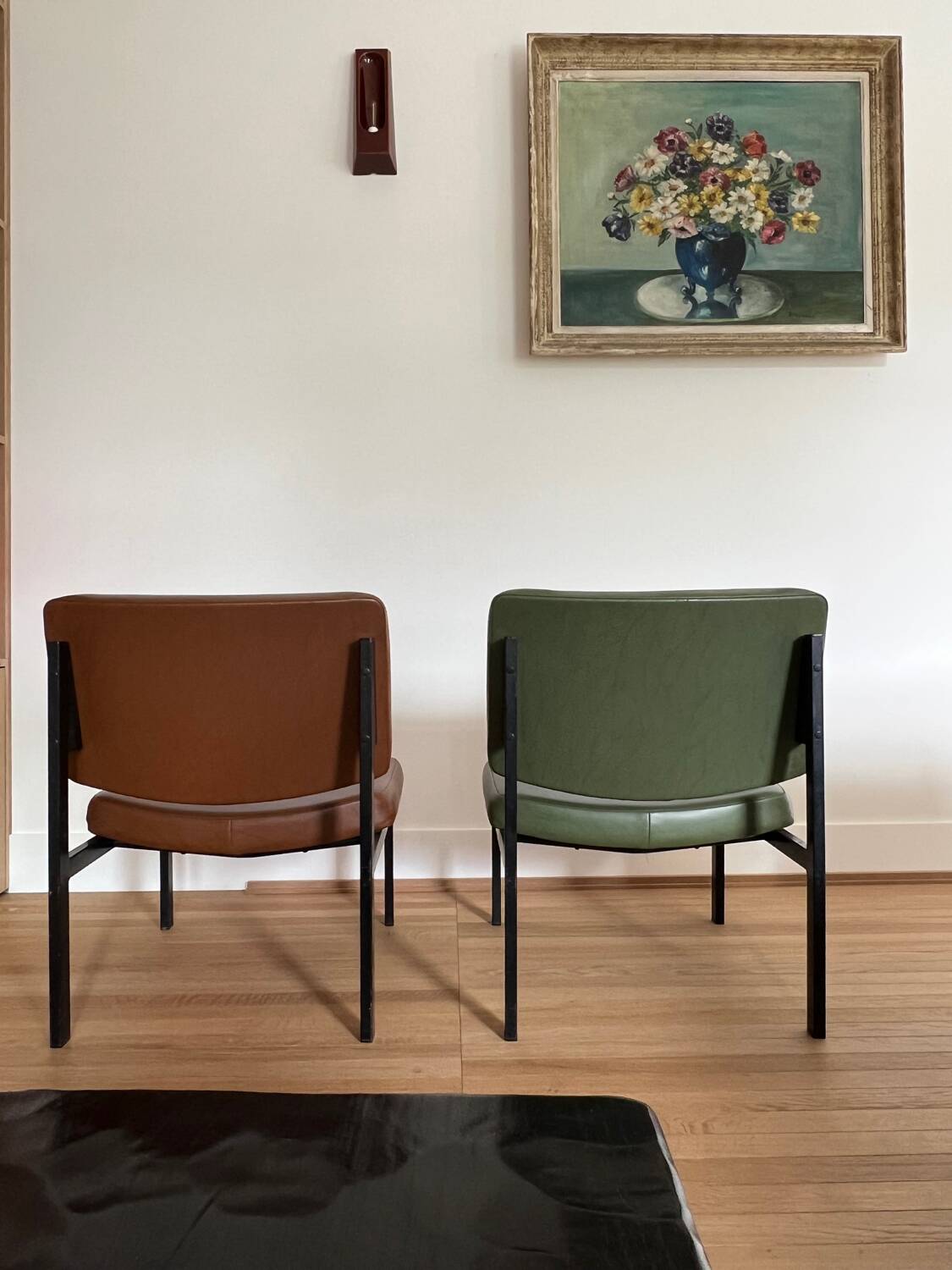 Pair of vintage leatherette armchairs