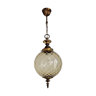 Decorative amber glass ball lantern with brass fittings