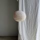 Average suspension in rattan and natural linen, round Japanese style, pink D40.