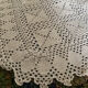 White cotton crochet bedspread with squares