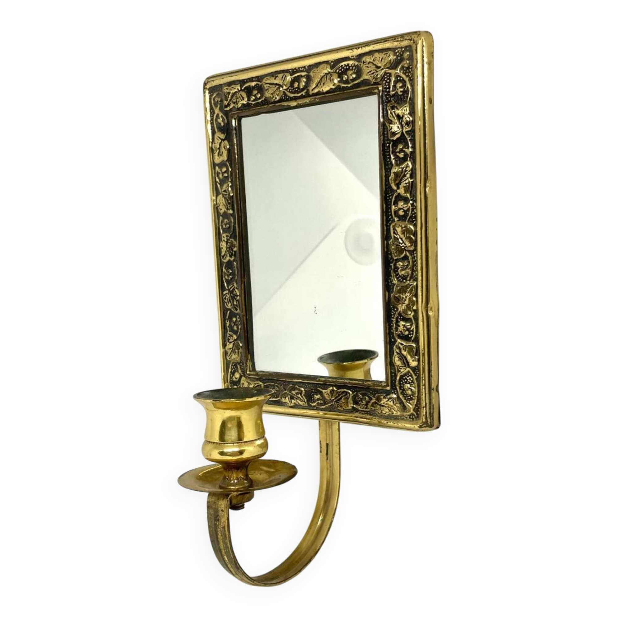 Vintage  Brass Wall mirrored Candle Sconce