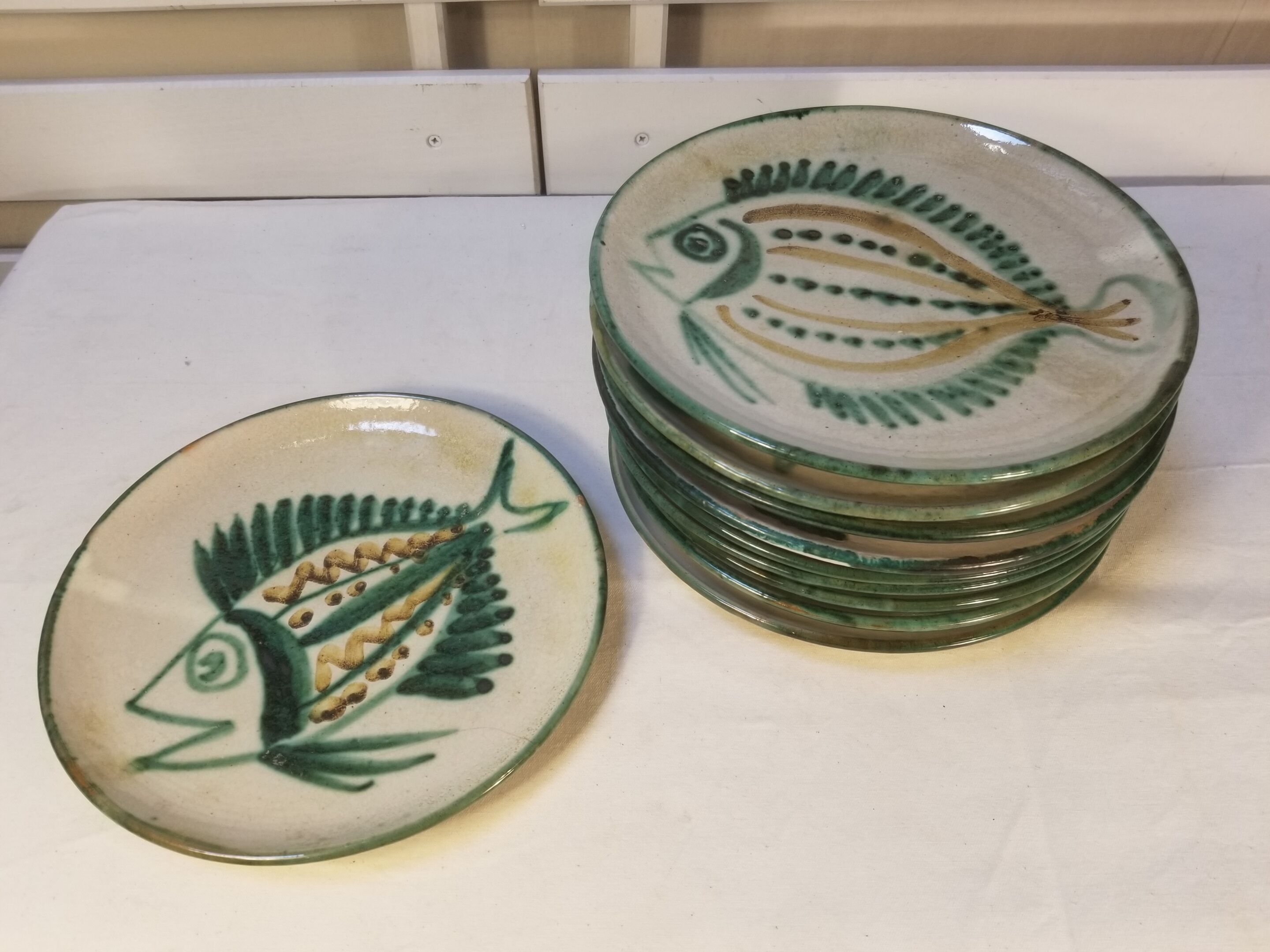 Series of 10 flat plates robert picault - 60s - fish series