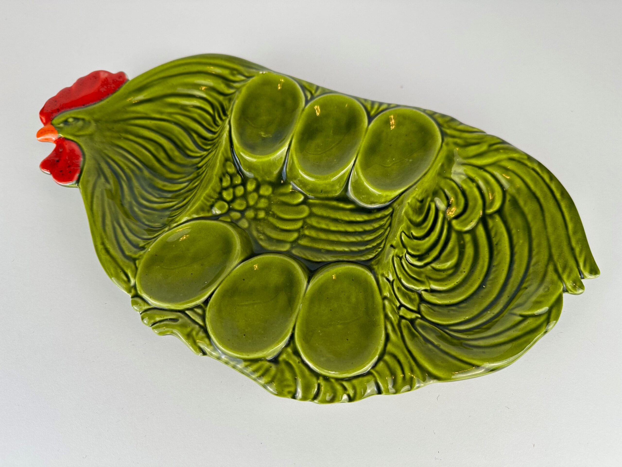 Vintage majolica serving dish – eggs